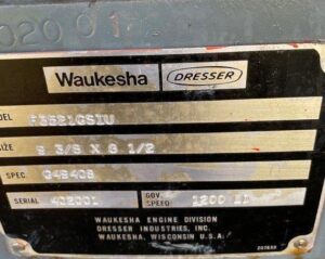 550 KW Waukesha 3521 Natural Gas Set data plate